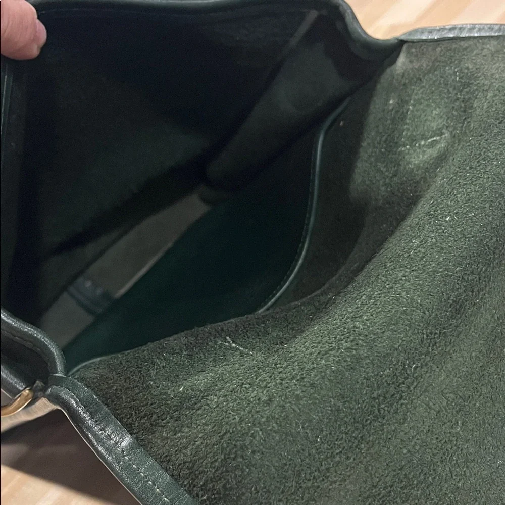 Vintage station bag emerald green Elegant Green Leather Bag leather gold hard